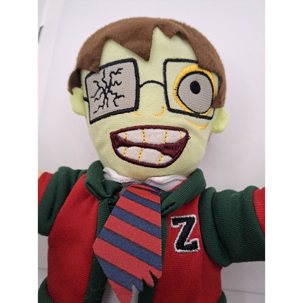 Zombie High Nerd Boy Plush Stuffed Toy 12"  Green Skin Glasses Halloween Plushy - Picture 3 of 4